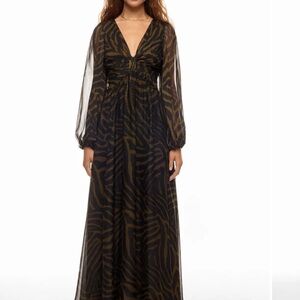 Chic Black and Brown Zebra Print Maxi Dress